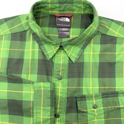 The North Face Men's Long Sleeve Snap Front Green Striped Outdoor M Hiking - Image 1 of 4