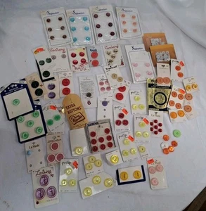 Vtg Lot Buttons On Cards Sewing Lansing Stylemakers 50s 60s 70s Streamline - Picture 1 of 8