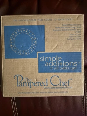 The Pampered Chef Simple Additions 4 Dessert Plates Good Design Stars 1996 New - Image 1 of 4