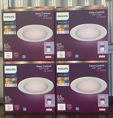 Philips Iluminación LED Inteligente WiZ Color LED Downlight Empotrado 65w Lof de 4 Nuevo Foto 1 de 4