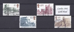 GB QEII - USED 1992 Set of 4 GOLD HEAD CASTLES HARRISON PRINTING - Picture 1 of 1