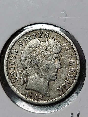 1916-  Silver Barber Dime Au   F/56 Cover