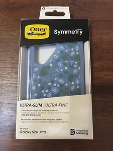 OtterBox Samsung Galaxy S24 Ultra Symmetry Series Clear Case - Dawn Floral Blue - Picture 1 of 3