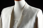 HELMUT LANG Womens Blazer 2 in Cream White Crepe Taupe Beige Trim Cotton-Linen