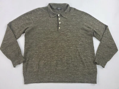 Nuevo 7 For All Mankind Hombre Jersey con Cuello AM5241Z45 Verde Lana Lino XXL - Imagen 1 de 4