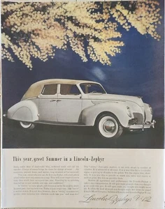 Lincoln Zephyr 1938 coche V12 anuncio vintage este año saluda verano - Imagen 1 de 1