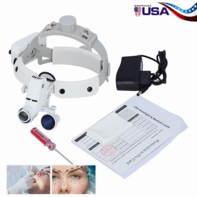 Lupas binoculares quirúrgicas dentales 3,5X lupa ajustable faro LED Foto 1 de 4