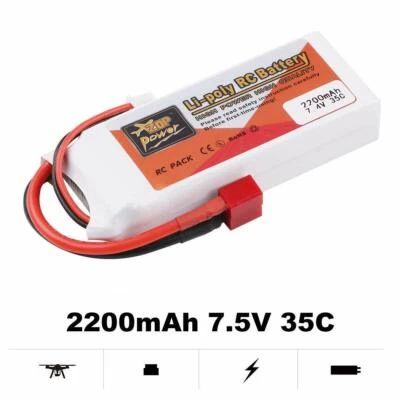 1Pcs 7.4V 2200mAh 35C LiPo Battery T Plug for RC Car Airplane Helicopter Drone - Image 1 of 4