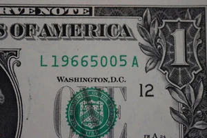 ONE DOLLAR FANCY BIRTHDAY/ANNIVERSARY NOTE MAY 5, 1966 UNC SN # L 19665005 A - Picture 1 of 3