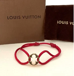 AUTHENTIC LOUIS VUITTON BRASSLE EMPREINTE RED CORD 18K ROSE GOLD BRACELET - Picture 1 of 7