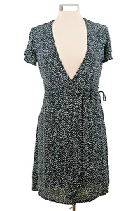 Harper Heritage Womens Size M Wrap Dress Short Sleeve Black White Day Evening - Picture 1 of 6