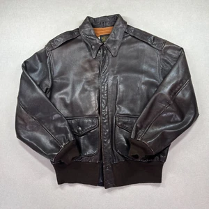 Chaqueta de Vuelo Avirex Tipo A-2 Años 80 De Colección Para Hombre 44 Piel de Cabra Forrada de Cuero Cremallera Completa - Imagen 1 de 20