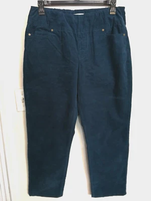 Pantalones de pana Coldwater Creek para mujer 12 bolsillos chinos elásticos azules Foto 1 de 4