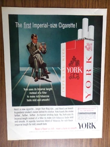 1962 York Cigarettes Ad  The First Imperial-size Cigarette - Picture 1 of 1