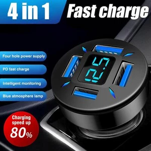66W Car Quick Charge Cigarette Lighter 4-Port USB A+USB --us - Photo 1 sur 14