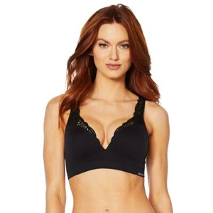 Nearly Nude Seamless Lace Trim Wirefree Bra in Black (654379) , Size XXXL - Picture 1 of 6