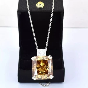 15 Ct Champagne Treated Diamond Pendant Radiant Cut VVS1 Certified Birthday Gift - Picture 1 of 6