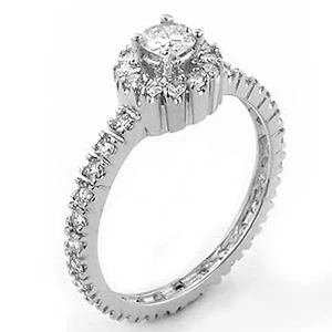 Anillo de compromiso solitario de diamantes redondos de 1,00 quilates de eternidad VS1 oro de 14 k blanco talla 6 - Imagen 1 de 2