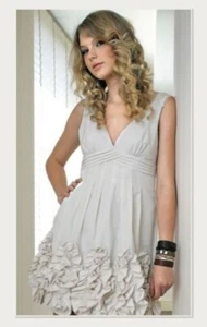 BCBGMaxazria 2009 Taylor Swift Off White-Beige Corozo VVV6D633 Lined Mini Dress - Picture 1 of 12