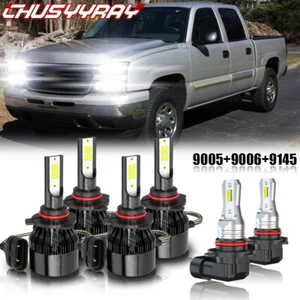 6 faros LED altos/lo + luz antiniebla para 2003-2006 Chevy Silverado 1500 2500 3500 HD - Imagen 1 de 12