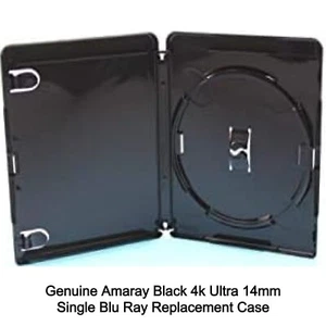 10 x Genuine Amaray Black 4k Ultra HD 14mm 1 Disc Single BluRay Replacement Case - Afbeelding 1 van 6