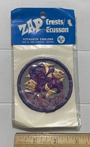 NIP Vintage Pisces Sign Astrology Zodiac Souvenir Round Embroidered Patch Badge - Picture 1 of 3