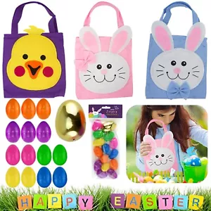 30cm Chick Bunny Felt Bags Golden Egg Easter Fillable Eggs Party Bag Fillers - Picture 1 of 83