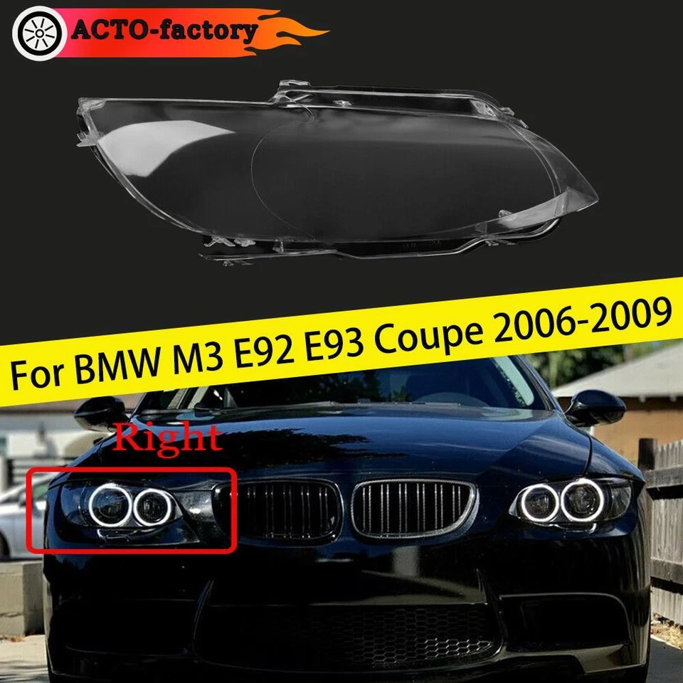 Front Transparent Cover Right For BMW M3 E92 E93 Coupe 2006-2009 Headlamp Lens Foto 1 de 4