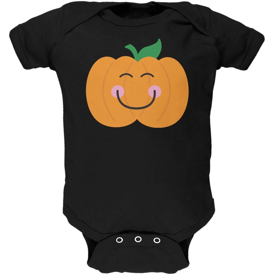 Halloween Little Pumpkin Black Soft Baby One Piece - Image 1 of 1