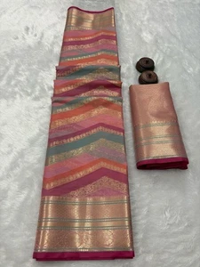 Designer Sari Bollywood Braut Seidensari Bluse Südindische Hochzeit Fertig - Bild 1 von 5