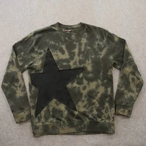Hot Topic Sweatshirt Herren Medium grün schwarz Stern Batik Goth Rock Fleece - Bild 1 von 11