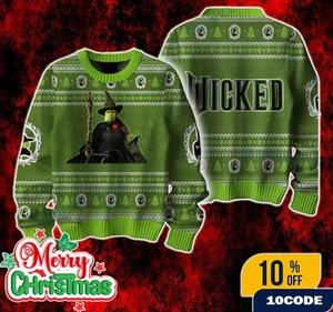 Wicked Elphaba Cynthia Erivo Ugly Christmas Sweater Broadway Musical - Bild 1 von 2