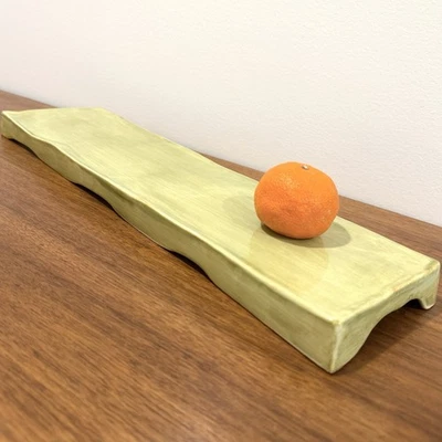 Aletha Soule Studio Earthenware Pottery Fruit Tray Serving Tray 18.5" Kiwi Green - Image 1 of 4