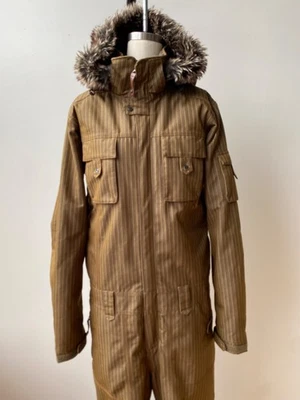 ORAGE Gallery Traje de Nieve Marrón Rayas con Cuello de Piel Sintética Unisex Talla M, EXCD Foto 1 de 4