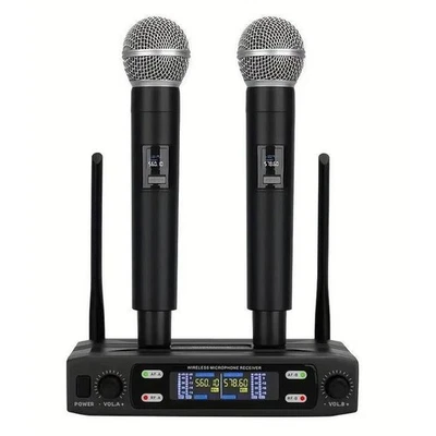 WEB COPPIA MICROFONI WIRELESS PROFESSIONALI UHF GELATI RICARICABILI A BATTERIE