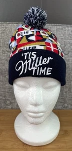 Miller Lite Beer 'TIS MILLER TIME Winter Holiday Pom Beanie Snow Ski Hat - Picture 1 of 6