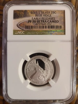 2015-S Blue Ridge National Park SILVER Quarter NGC PF70 Ultra Cameo - Image 1 of 2