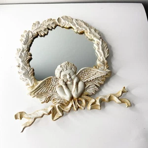 Espejo de mesa de hierro fundido vintage querubín ángel rústico pintado victoriana dorado - Imagen 1 de 24