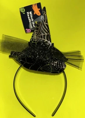 Sombrero de Bruja Diadema Negro con Telarañas Plateadas Mujer Disfraz Juegos con disfraces Halloween Foto 1 de 4