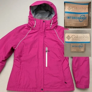 Columbia Interchange Jacket Hooded 3-in-1 Winter Coat Hot Pink XL - Picture 1 of 13