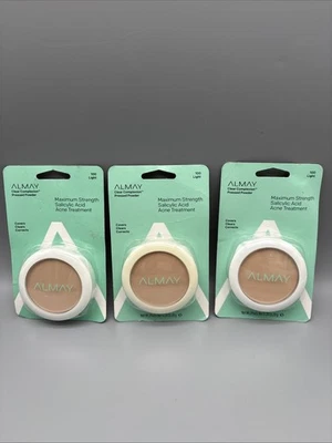 3 Pack Of Almay 100 LIGHT Pressed Powder Clear Complexion Acne Treat. FREE SHIP! - Image 1 of 3