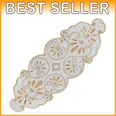 金色和银色玻璃珠子 - 手工制作 13x36 英寸 — 第 1/4 张图片