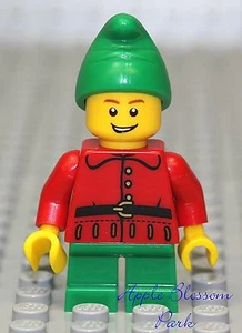 NEW Lego Red CHRISTMAS ELF - Boy/Girl Santa Helper Minifig w/Green Short Legs - Picture 1 of 1
