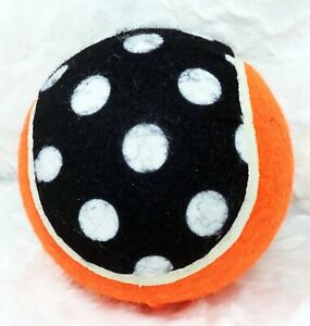 TOP PAW Black Polka Dots & Orange 5" Tennis Ball for Dogs (NEW)