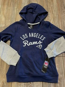 NWT Girls Los Angeles Rams Cute Navy Blue & Gray Layered Look Hoodie Sz Large 14 - Picture 1 of 4