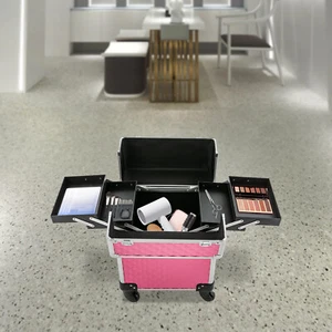 Estuche de tren de maquillaje profesional Estuche de cosmetología rodante Aluminio Belleza Viaje - Imagen 1 de 22
