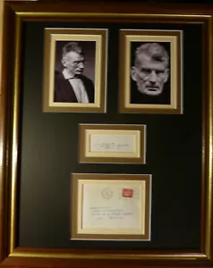 SAMUEL BECKETT POET ROMANZIERE PLAYWRITE RARO DISPLAY BUSTA AUTOGRAFATA CON COA - Foto 1 di 6