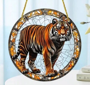 Insegna Porta Prendisole Tigre Decorazione da Appendere Finestra Targa Acrilica Decorazione 20cm - Foto 1 di 6