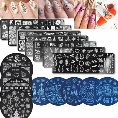 Reusable Nail Art Stamping Plates Flower Nail Stencils Template - Gels Polish H