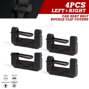 4pcs Black Safety Interior Car Seat Belt Buckle Clip Cover Sleeves Universal Fit - Picture 1 of 12